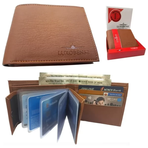 Carded Men PU Leather Brown Color Men's Wallet LuxoBense®