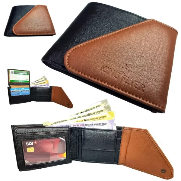 KINGFLYER® BLACK BROWN MEN PU LEATHER MEN'S WALLET