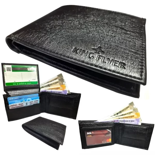 KINGFLYER BLACK MEN PU LEATHER MEN'S WALLET