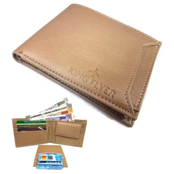 KINGFLYER UC BEIGE COLOR LEATHER MEN'S WALLET