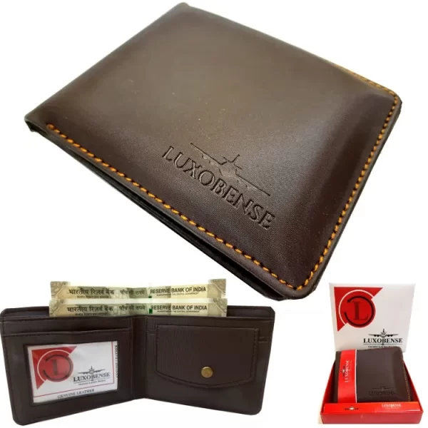 LUXOBENSE® Fabric Brown Leather Men's Wallet