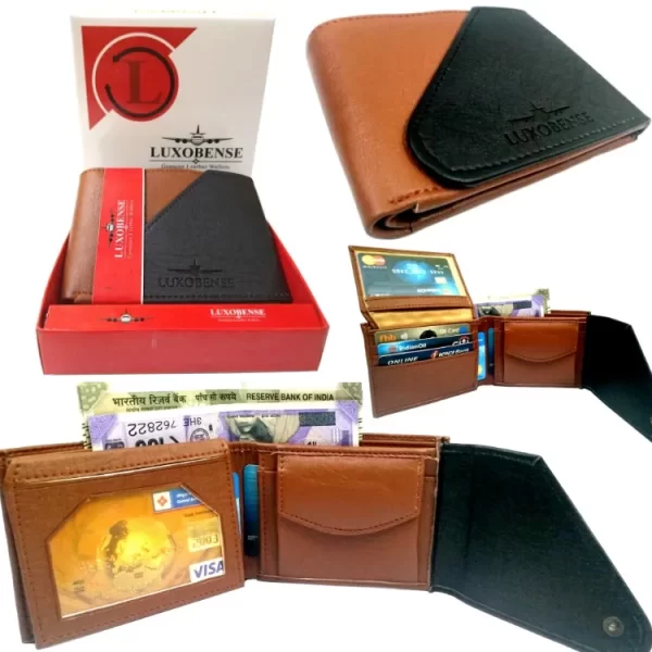 LUXOBENSE® Genuine Leather Golden Leather Men's Wallet