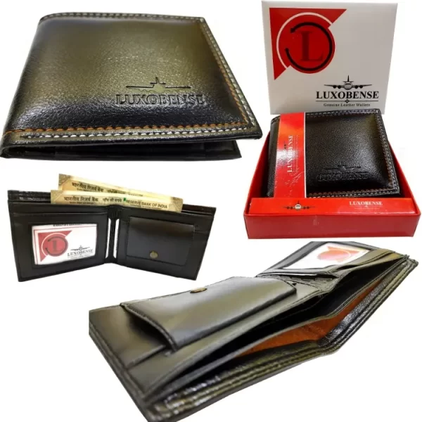 LUXOBENSE® PU Leather Black Leather Men's Wallet