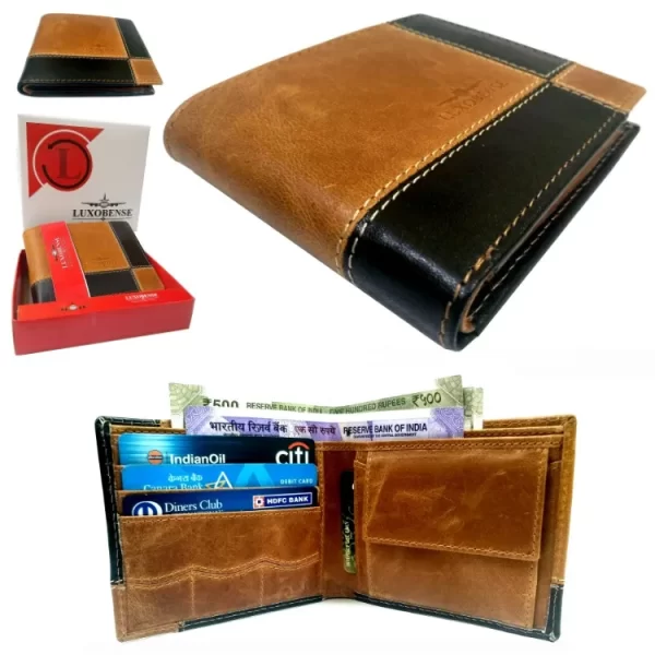 LuxoBense® Genuine Leather Luxury Multicolor Men's Wallet