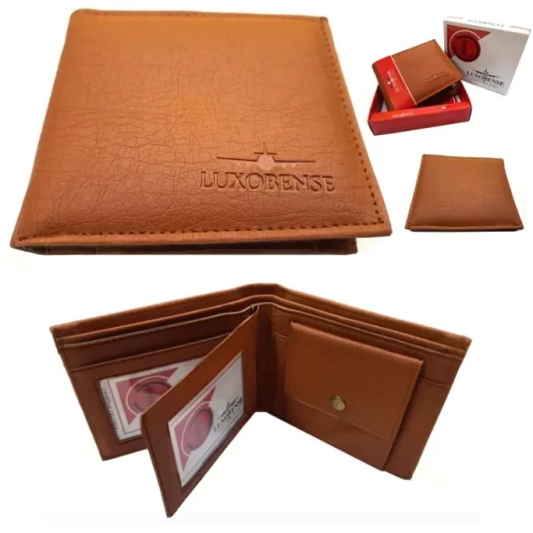 LuxoBense® Special PU Leather Brown Luxury Color Men's Wallet